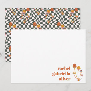 De Remerciements Carte Retro Orange Champignons personnalisée Mitzv