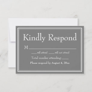 De Remerciements Carte RSVP Gris Gris Gris Gris Moderne