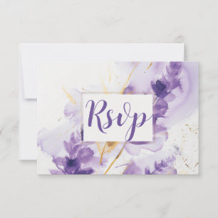 De Remerciements Carte RSVP Lavender Golden Watercolor Florale