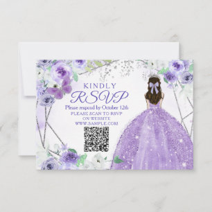 De Remerciements Carte RSVP Purple Lilac Quinceañera 15 Anos