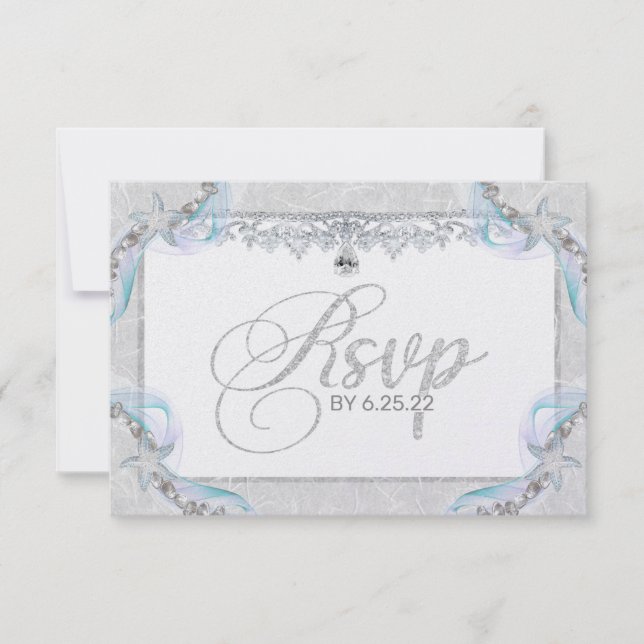De Remerciements Carte RSVP Starfish & Diamants (Devant)