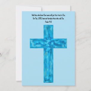 De Remerciements Carte Rustique Blue Watercolor Cross Faith Flat No