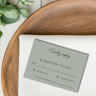 De Remerciements Carte Sage Green Wedding RSVP