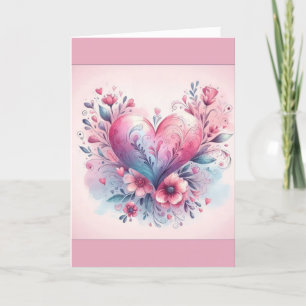 De Remerciements Carte Saint Valentin Fleurs roses Coeur rose