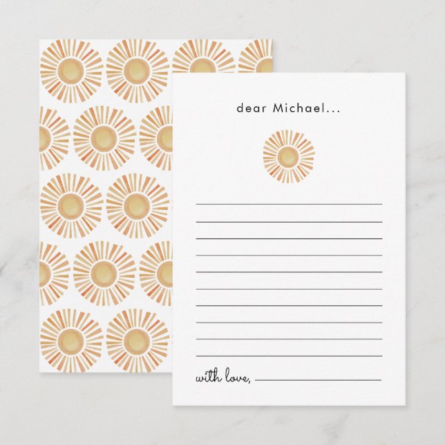 De Remerciements Carte Sun Sunshine 1er Anniversaire Heure Capsule (Devant / Derrière)