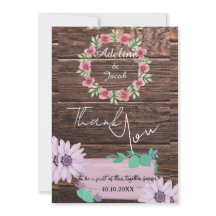 Carte Thankyou Mariage en bois rustique