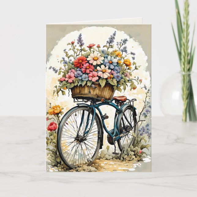 DE REMERCIEMENTS CARTE TOURISTIQUE FLORAL VÉLO BLANK (Devant)