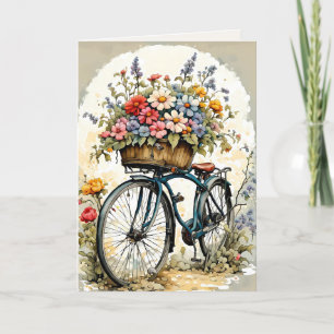 DE REMERCIEMENTS CARTE TOURISTIQUE FLORAL VÉLO BLANK