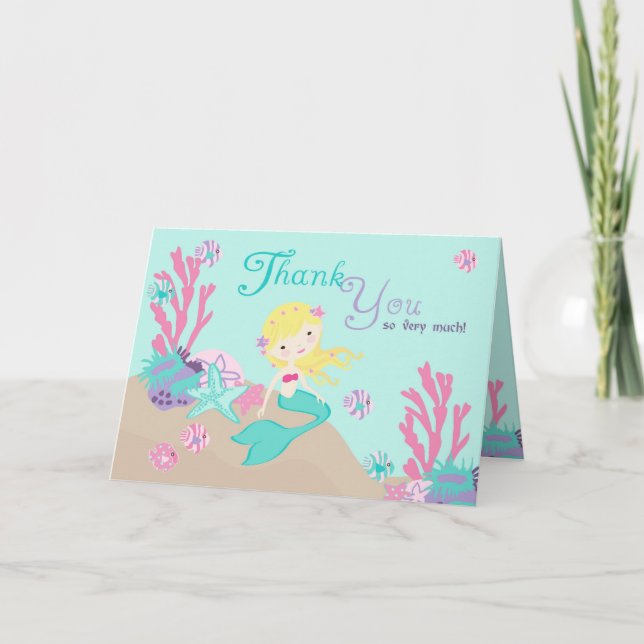 De Remerciements Carte TY 2 Blonde Little Mermaid (Devant)