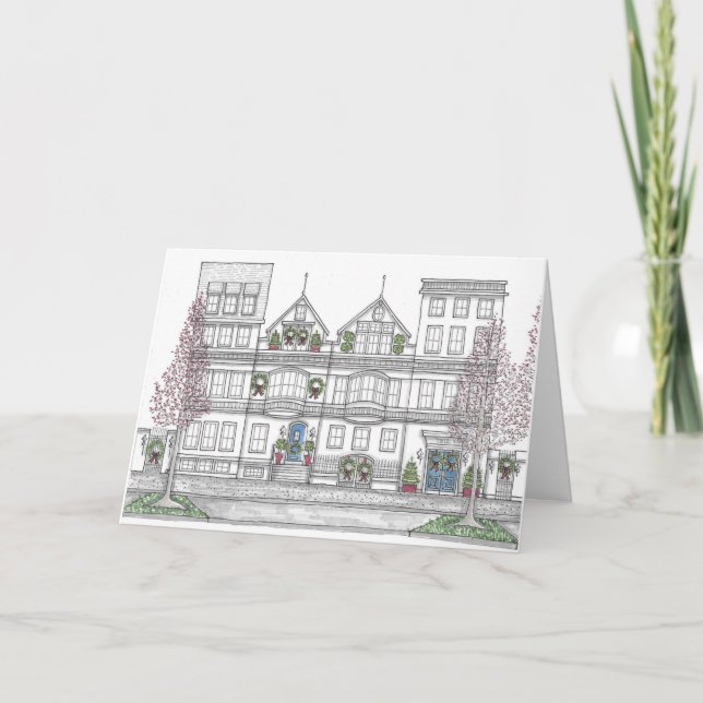 De Remerciements Carte Vacances Ville Originale Dessinée À La Main (Devant)