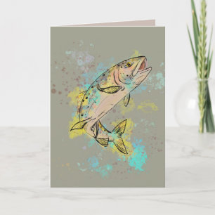 De Remerciements Carte vierge pliée Rainbow Trout