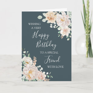 De Remerciements Carte vintage florale d'anniversaire pour une amie