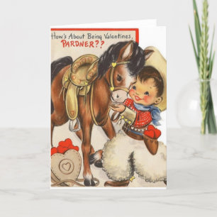 De Remerciements Carte vintage Little Cowboy & Cute Pony Valentine