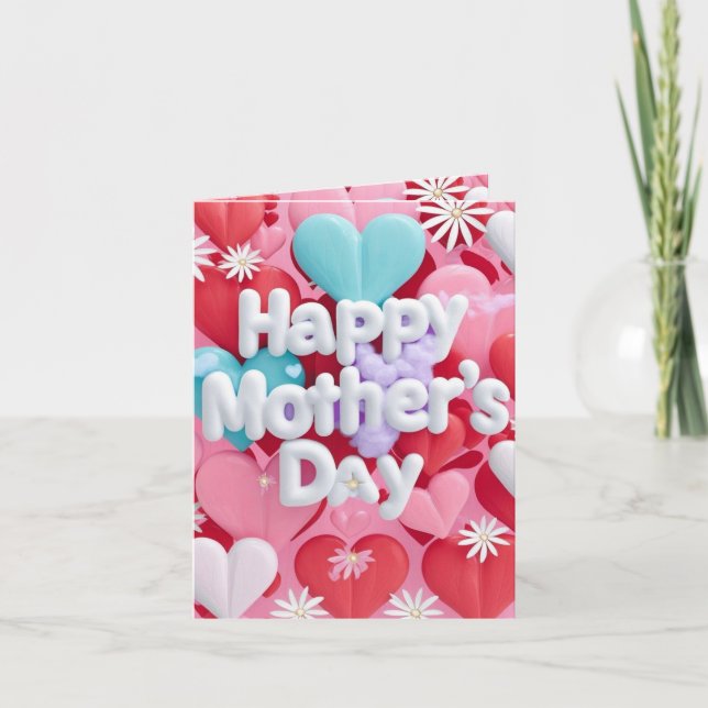 De Remerciements Carte Whimsical Heart & Daisy Mother's Day Card (Devant)