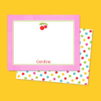 Cerises et points colorés Papeterie colorée carte 