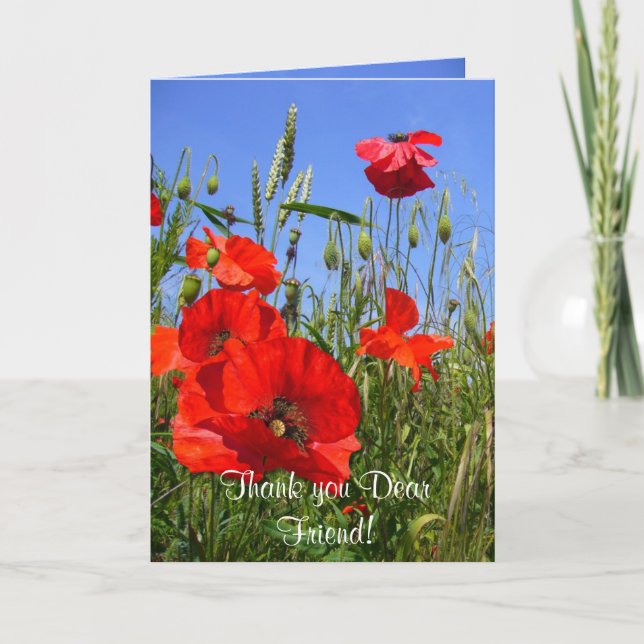 De Remerciements CHAMP POPPY ~ Carte pour amis (Devant)