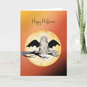 De Remerciements Chat avec Batwings Carte d'Halloween du chat