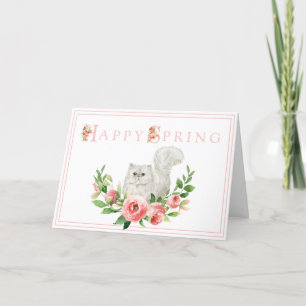De Remerciements Chat blanc aux fleurs roses Carte Pâques