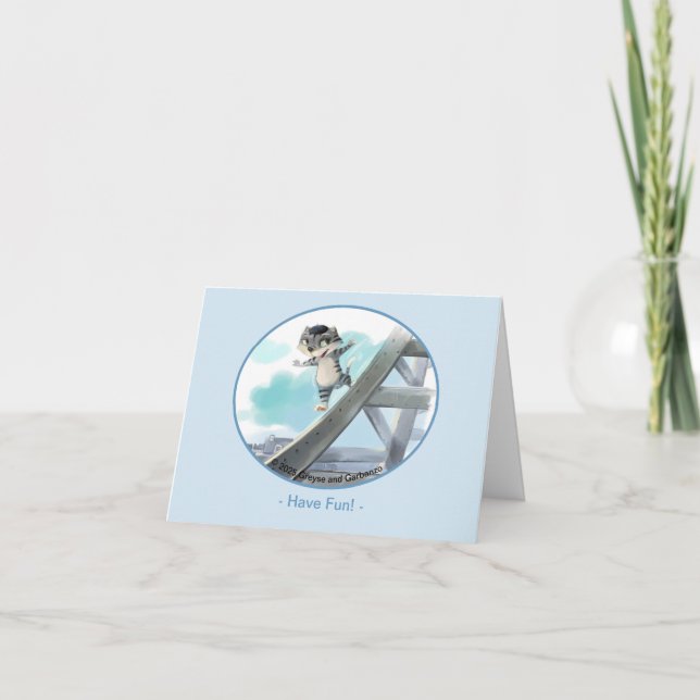 De Remerciements Chat glisse sur la Tour Eiffel – Carte simple et a (Devant)