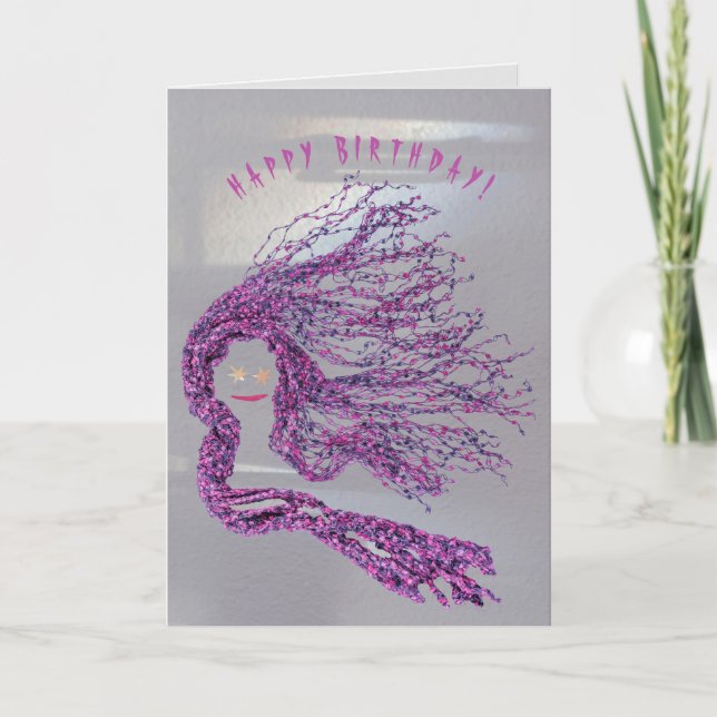 De Remerciements Cheveux longs violet rose pour une carte d'anniver (Devant)