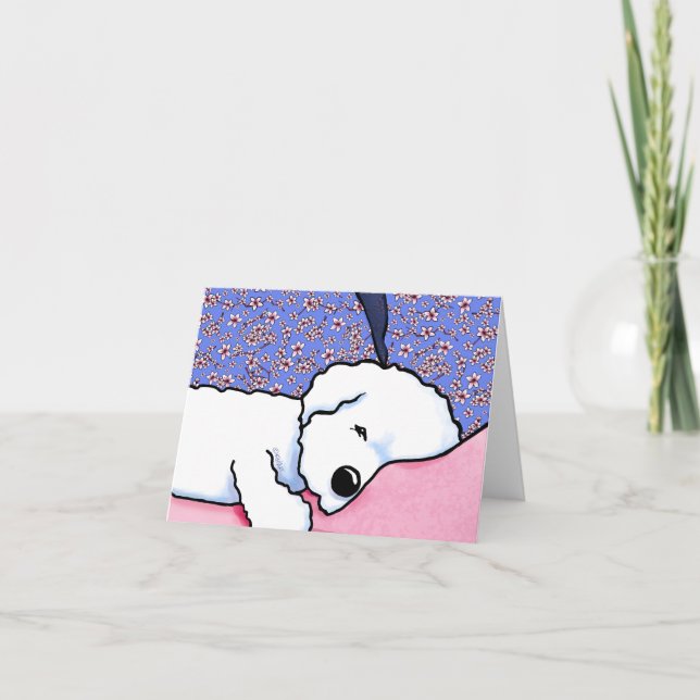 De Remerciements Chien KiniArt Tired Bichon Carte pour notes (Devant)