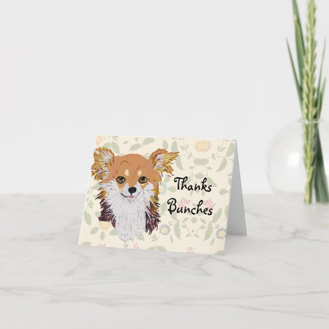De Remerciements Chihuahua aux cheveux longs Carte pour notes perso (Devant)