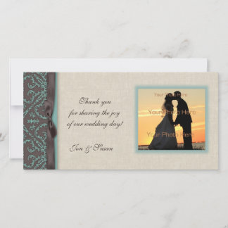 De Remerciements Chocolat Brown Turquoise Carte photo