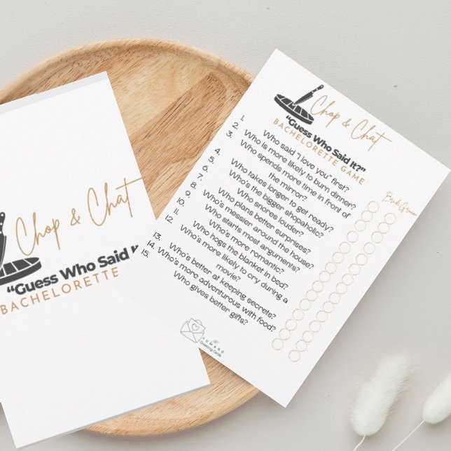 De Remerciements Chop et Conversation : Devinez qui l'a dit? Carte  (Créateur téléchargé)