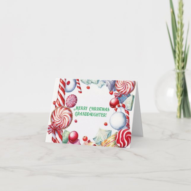 DE REMERCIEMENTS CHRISTMAS CANDY GRANDDAUGHTER CARTE (Devant)