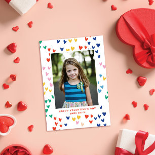 De Remerciements Classe Rainbow Hearts Valentine's Carte photo