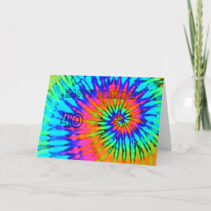 De Remerciements Colorful Spiral Tie Dye 40e Bonne carte d'annivers