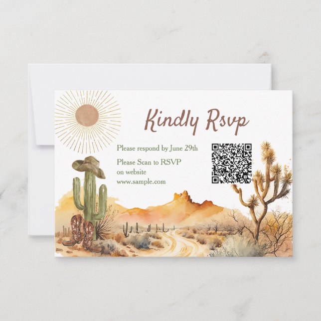 De Remerciements Comment L'Occident Était Une Carte Rsvp Cowboy Qr  (Devant)