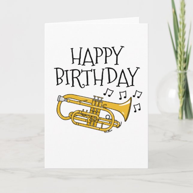 De Remerciements Cornet Carte Anniversaire Cornetist Brass Musicien (Devant)