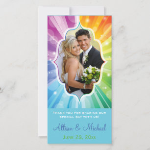 De Remerciements Couleurs arc-en-ciel Carte photo Mariage d'éclatem