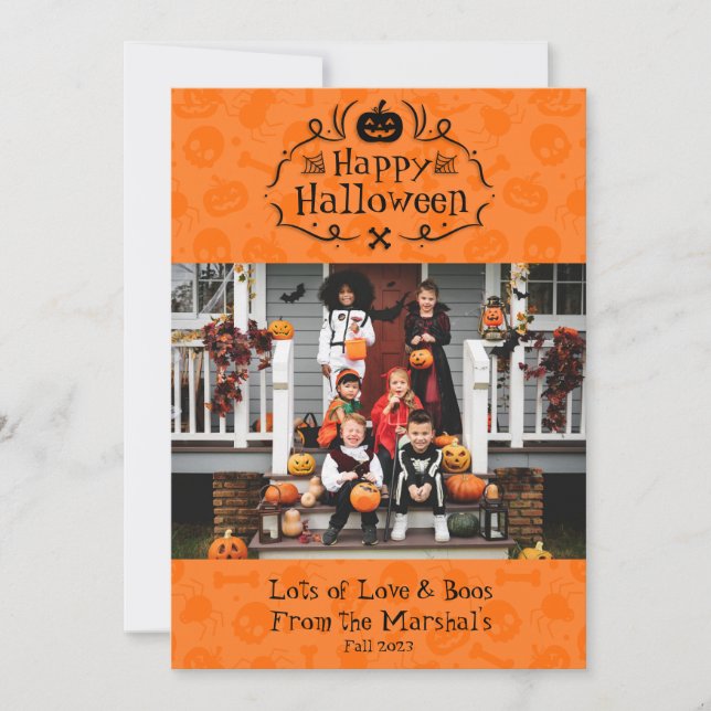 De Remerciements Cute Orange Happy Halloween Boo Carte photo (Devant)