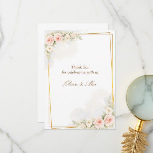 De Remerciements Détail du mariage floral romantique Carte Dusty Bl