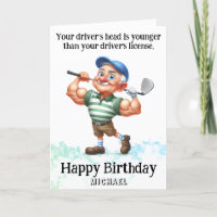 *~* Drôle AP94 Ancien Golfeur Man Carte Anniversai