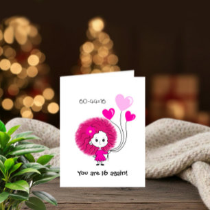 De Remerciements Drôle femme rose avec le coeur Carte d'anniversair