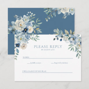 De Remerciements Dusty Blue Floral Fleur sauvage Wedding Carte post
