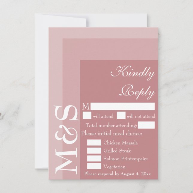 De Remerciements Dusty Rose Simple moderne Script Wedding Carte RSV (Devant)