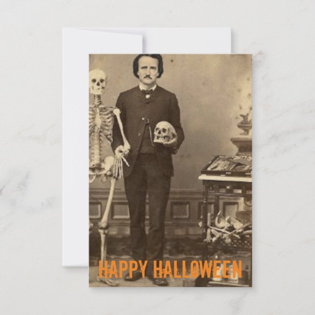 De Remerciements Edgar Allan Poe Carte Halloween Déplaisant personn (Devant)