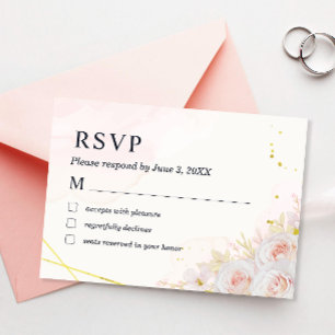 De Remerciements Elégant blanc Roses minimaliste mariage carte RSVP