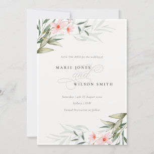 De Remerciements Elégant Blush Greenery Floral Enregistrer la carte