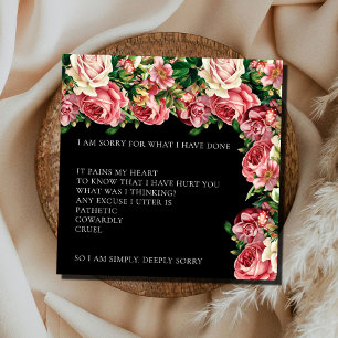 De Remerciements Elegant Bouquet Blush Je suis désolé Carte d'excus