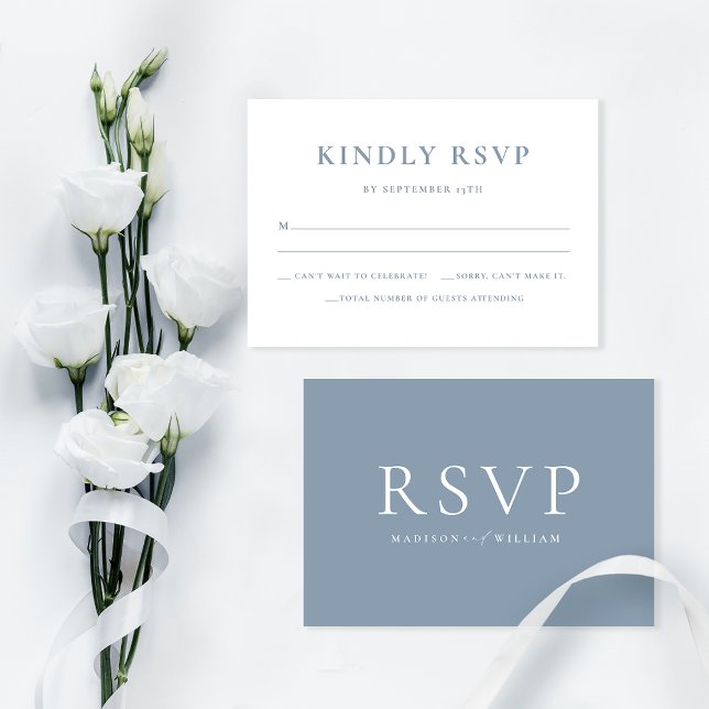 De Remerciements Elégant simple Dusty Blue Wedding carte RSVP (Créateur téléchargé)