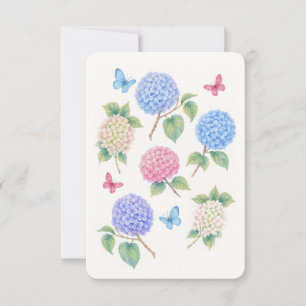 De Remerciements Elégante carte d'aquarelle Hydrangea et Papillon
