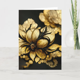 De Remerciements Elégante carte florale noire et or baroque