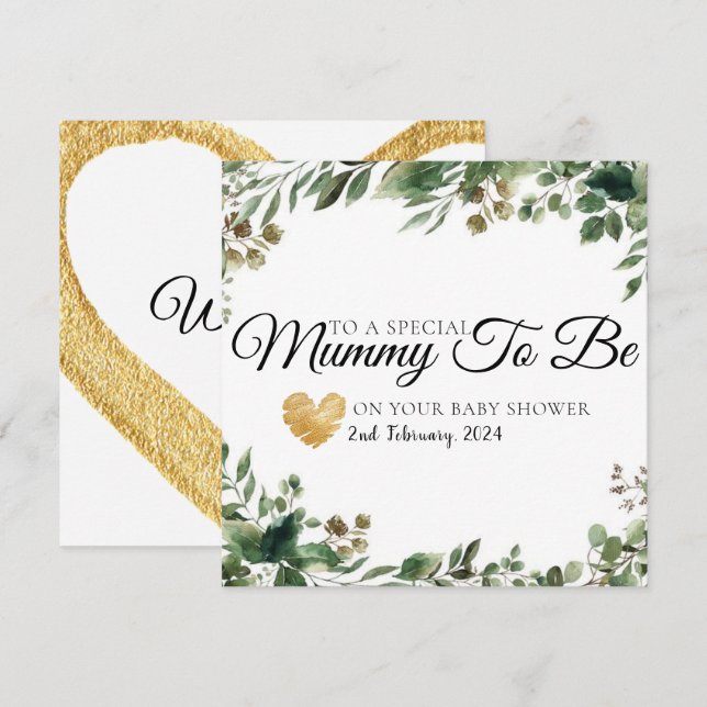 De Remerciements Eucalyptus Baby shower maman pour être carte (Devant / Derrière)