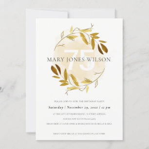 DE REMERCIEMENTS FAUNE JAUNE D'OR WREATH TOUT ÂGE 75 CARTE D'ANNIVE