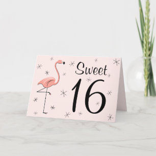 De Remerciements Flamant rose Rose Sweet 16 Bonne carte d'anniversa